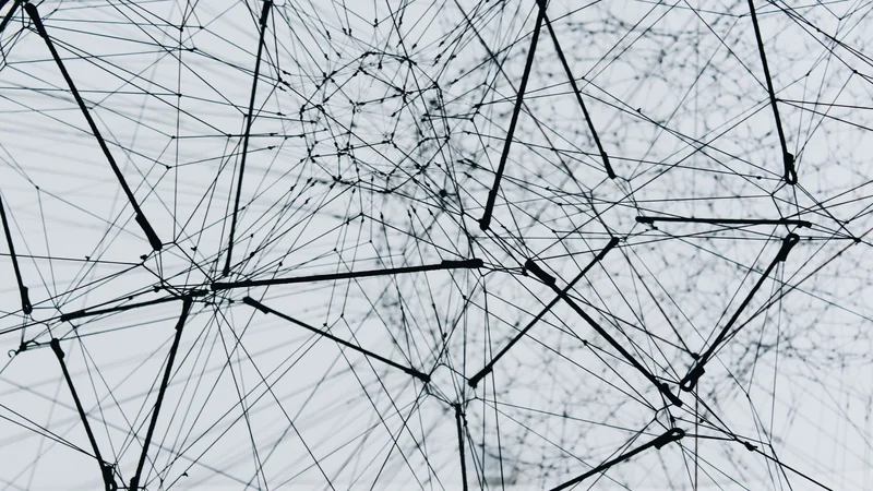 Geometrisches Fadennetz aus schwarzen Linien — Open-Source-KI-Tools ohne Lizenzkosten